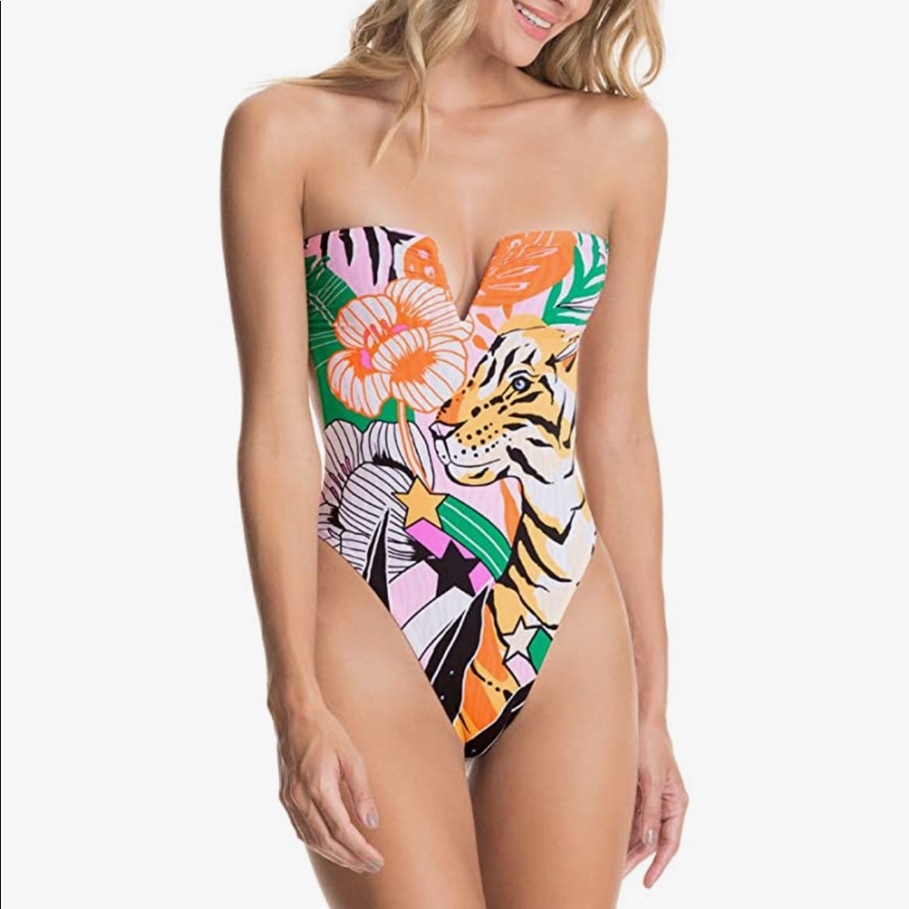 NWT MAAJI Standard Zen Jungle Soleil One Piece Bandeau Cheeky Cut Reversible M